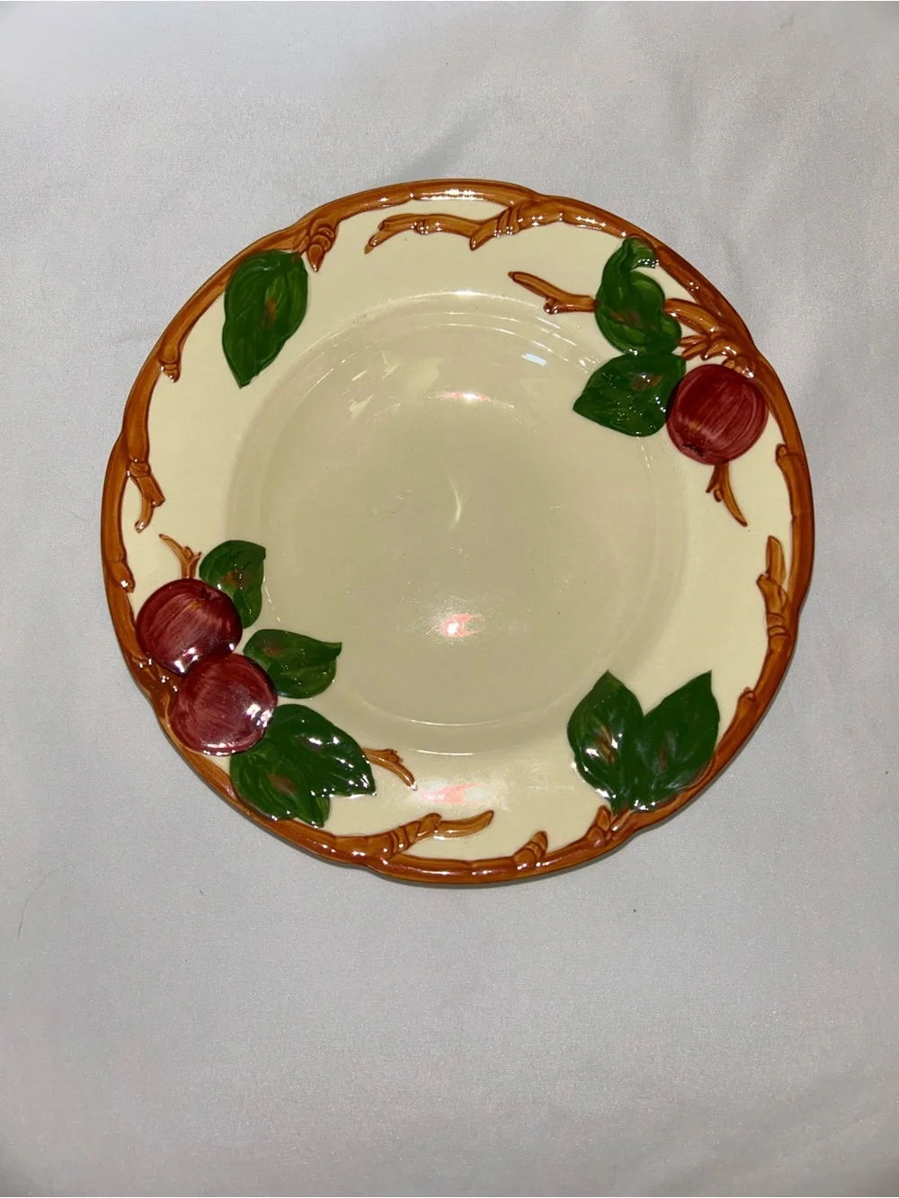 Franciscan Apple 8” Soup Bowls Set of 3 USA Vintage Rimmed Bowls - One w/ Chip